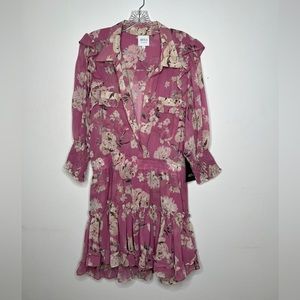 Misa Enya Pink floral mini dress, L
